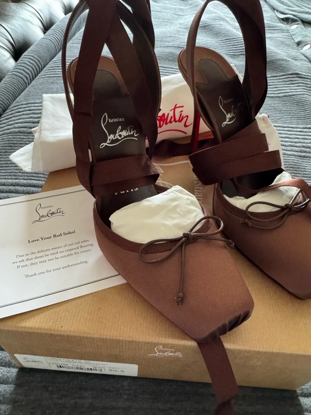 Christian Louboutin Cassia Lace Up Satin Pumps in Nude 8 - size 39.5 - Picture 7 of 12